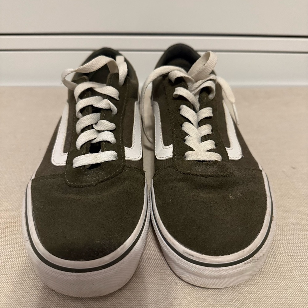 Vans Olive Green and White Sneakers